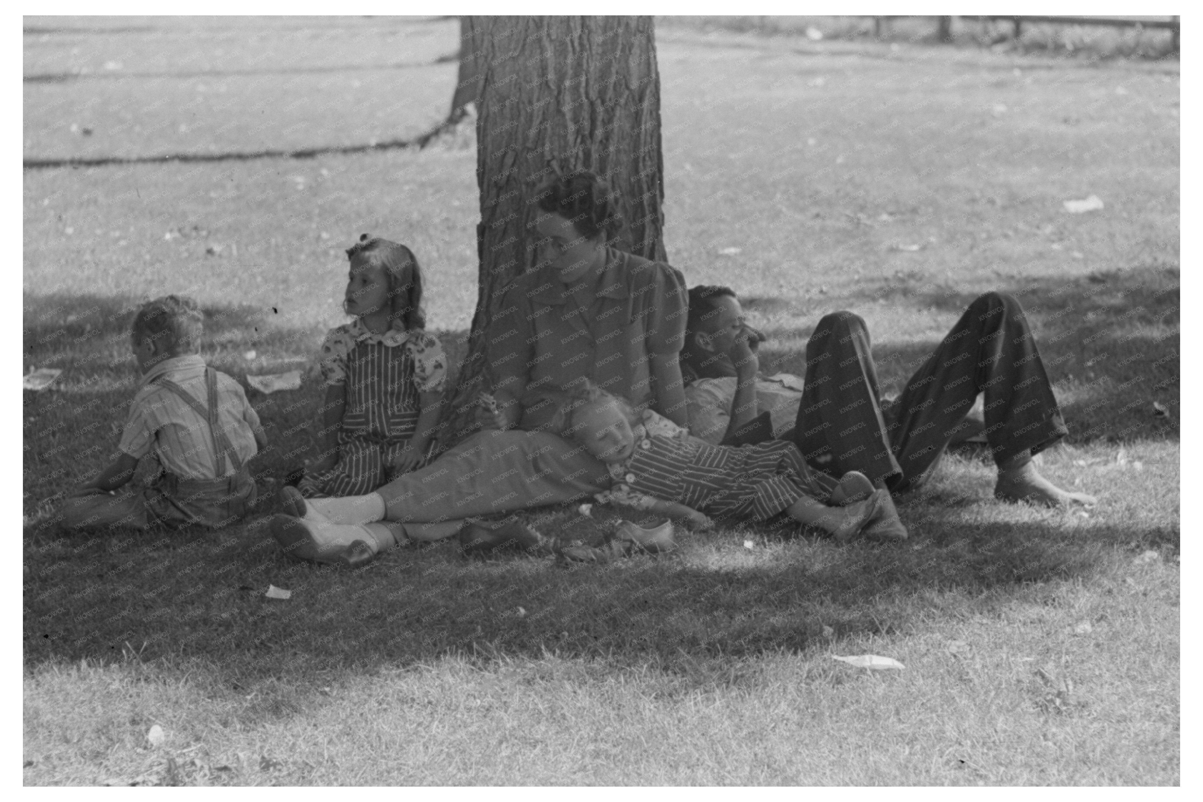 Farmer and Granddaughter Picnic Fourth of July 1941 Oregon