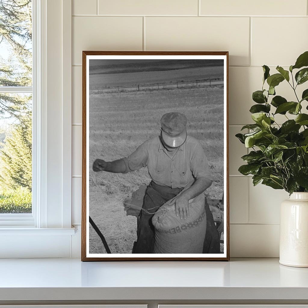 Wheat Farmer Sewing Bemis Bags Walla Walla County 1941