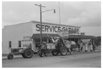 Wheat Harvesting Combine at Service Garage Walla Walla 1941