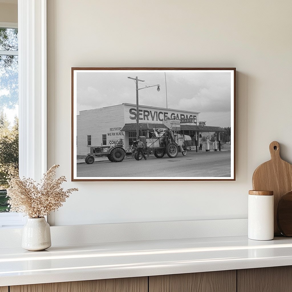 Wheat Harvesting Combine at Service Garage Walla Walla 1941