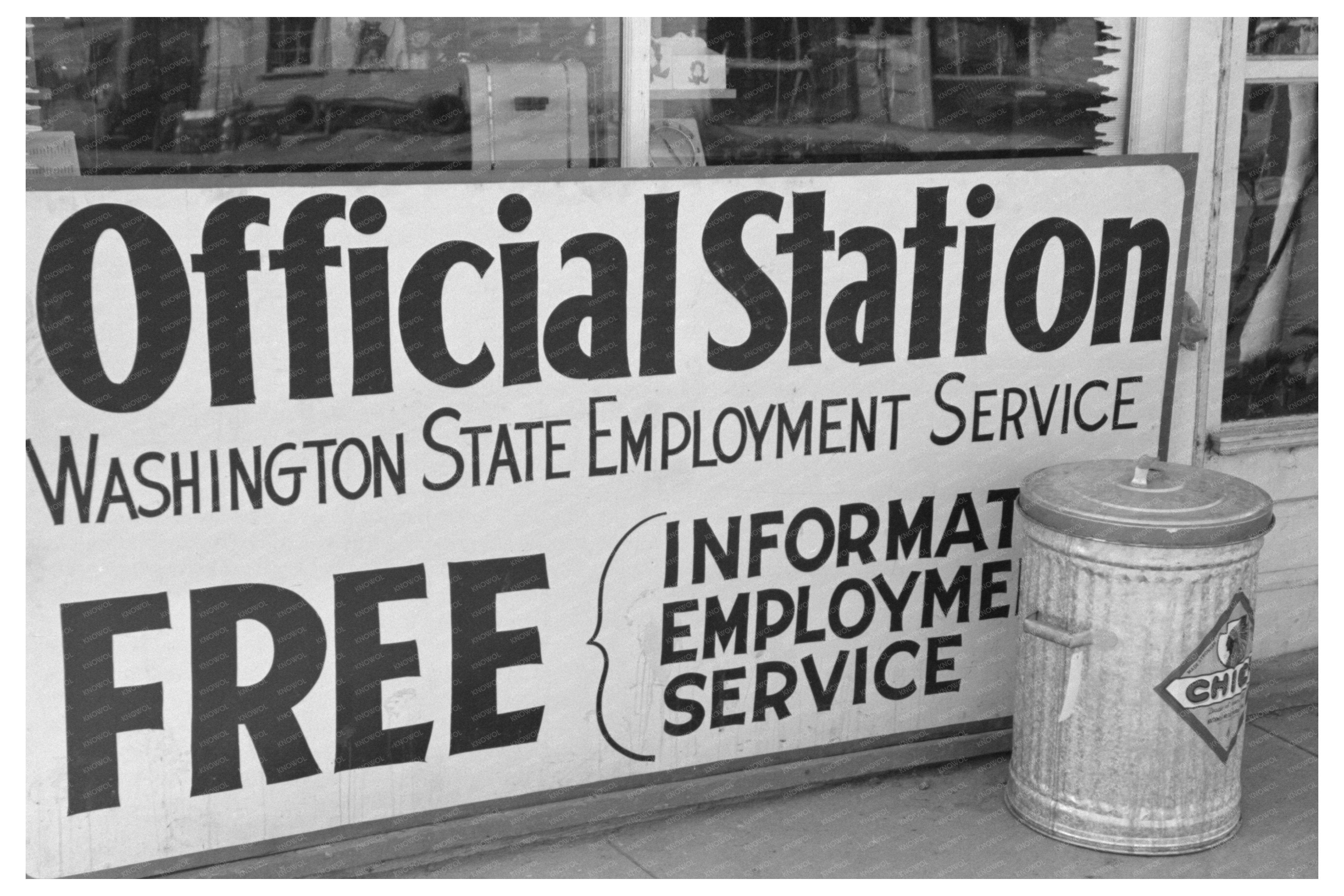 Washington State Employment Service Sign Yakima 1941