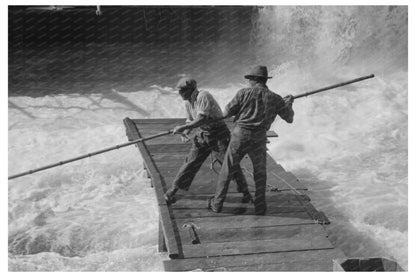 Indigenous Salmon Fishing at Celilo Falls Oregon 1941