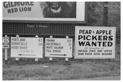 Hood River Oregon Sign Vintage Image September 1941