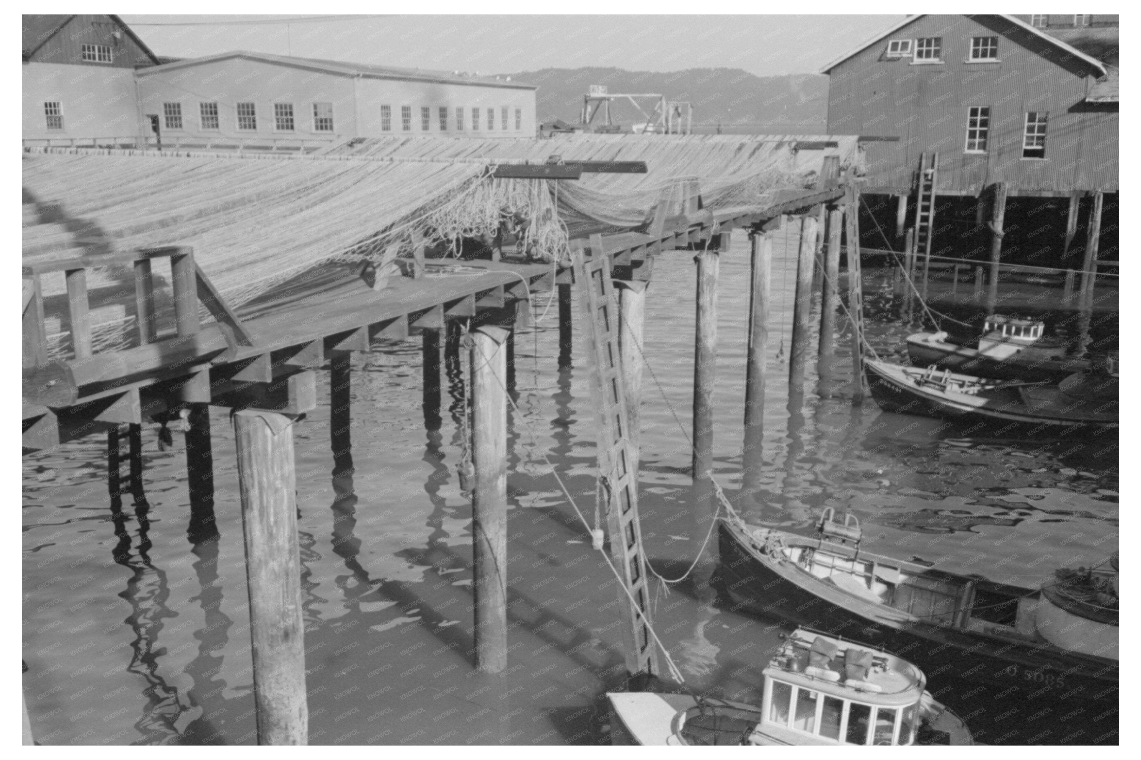 Fishing Boats and Nets in Astoria Oregon 1941