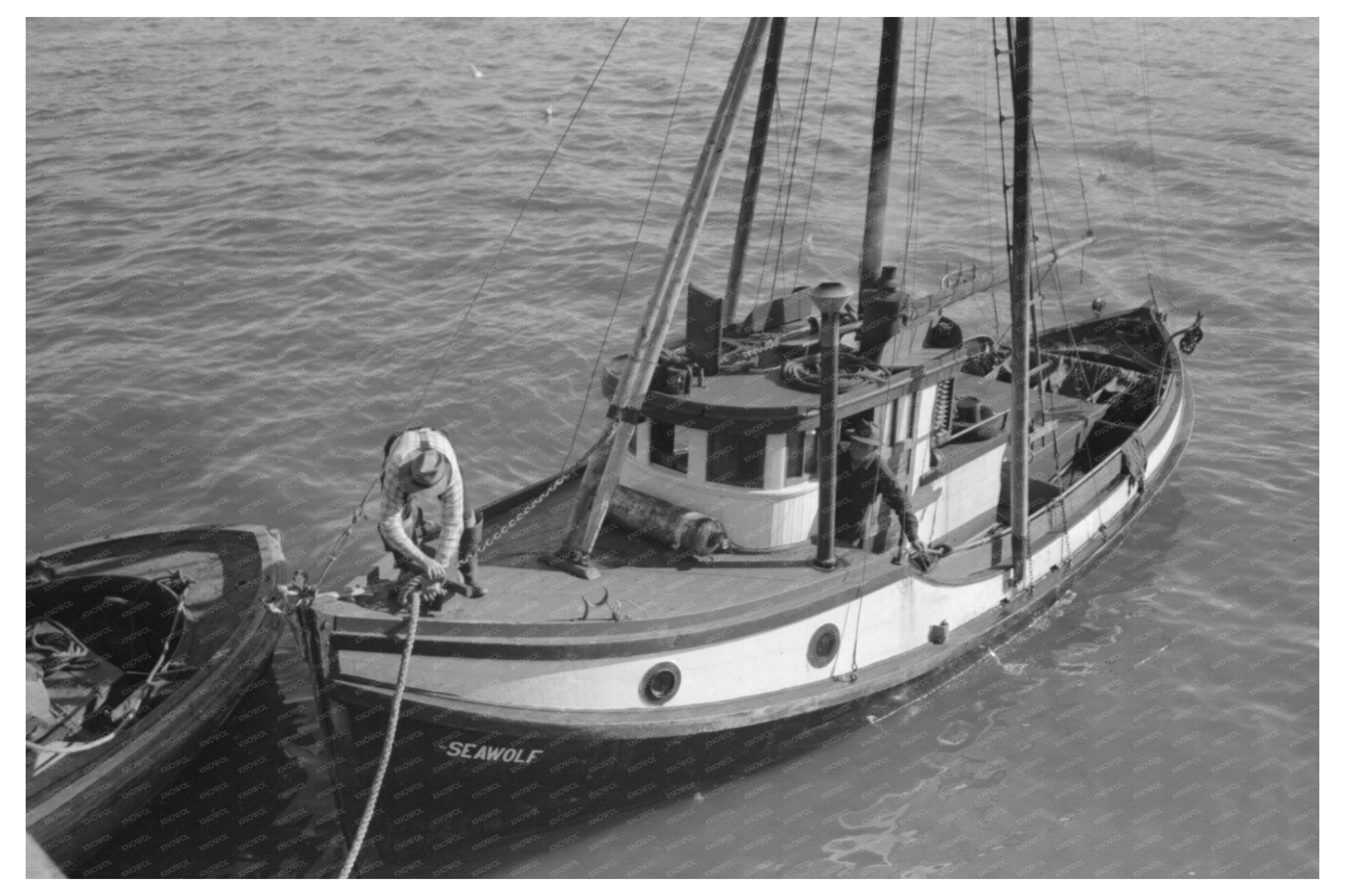 Fishing Boats at Columbia River Dock Astoria Oregon 1941