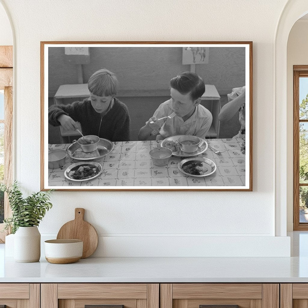 Children Eating Lunch at Farm Workers Camp Odell Oregon 1941