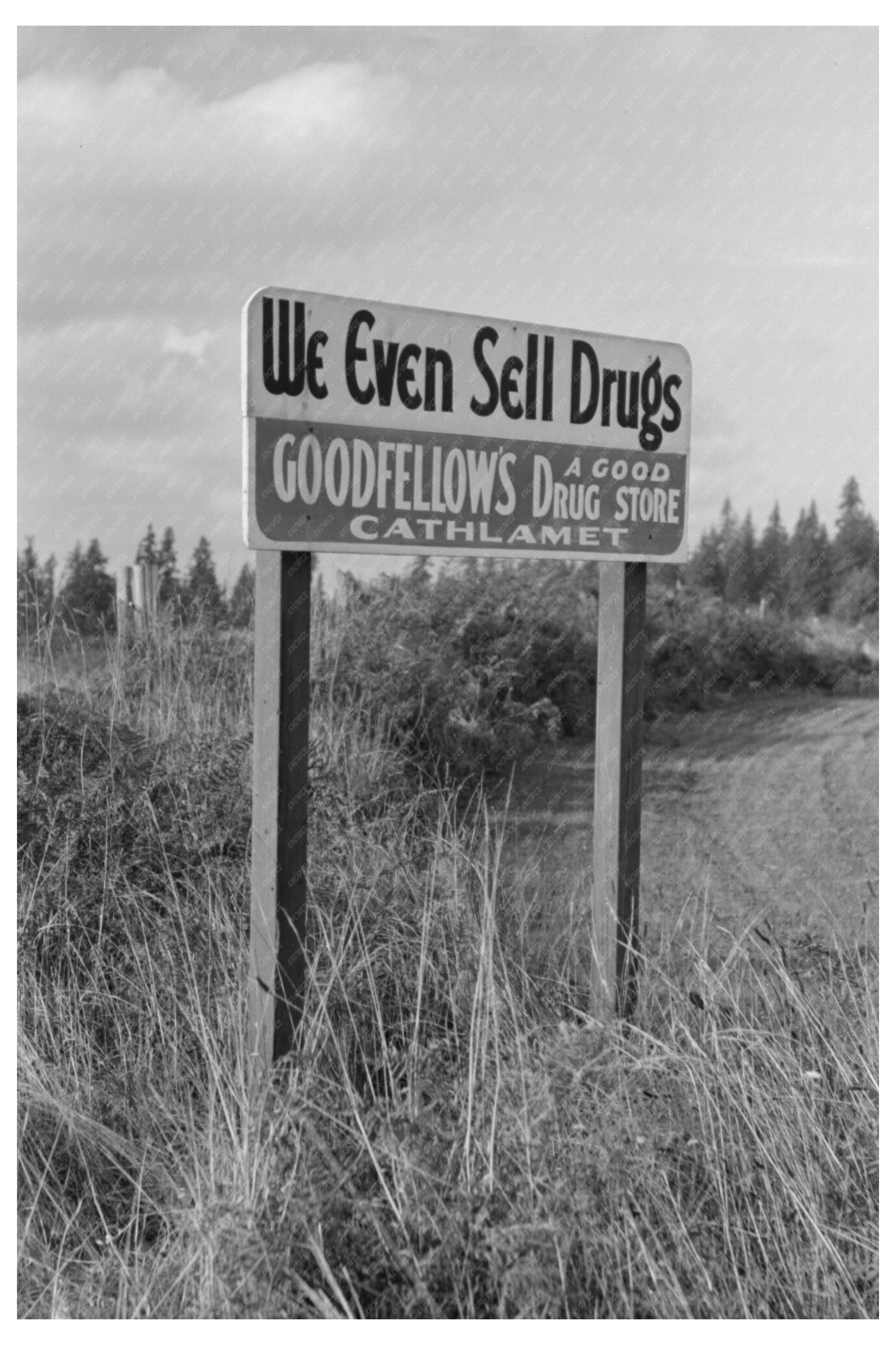 Cathlamet Washington Sign October 1941 Vintage Image