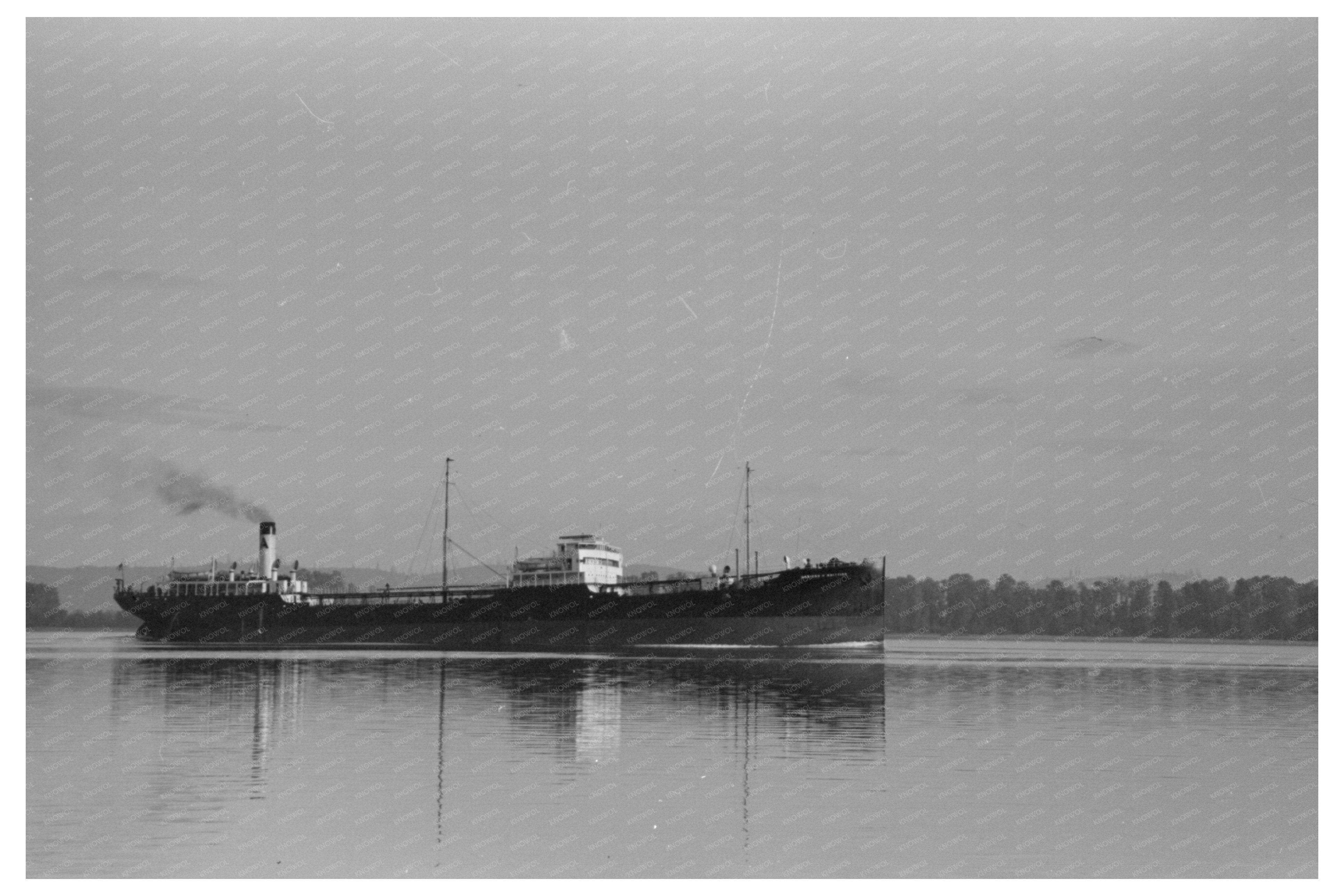 Freighter on Columbia River Cowlitz County 1941