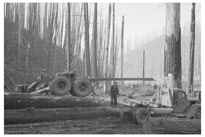 Logging Truck and Trailer in Tillamook County Oregon 1941