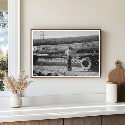 Logs Transported on Truck at Pond in Tillamook 1941