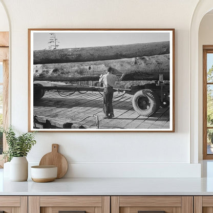 Logs Transported on Truck at Pond in Tillamook 1941