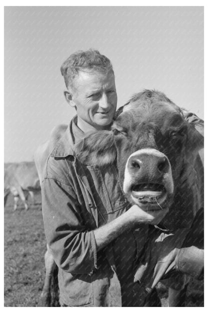 Dairy Farmer and Cow Tillamook County Oregon 1941