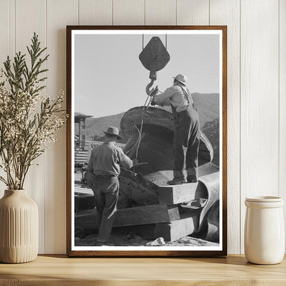 Rubber Conveyor Belt Workmen at Shasta Dam December 1941