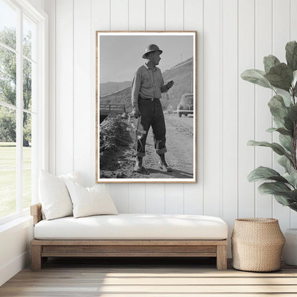 Chain Man Surveying at Shasta Dam California 1941