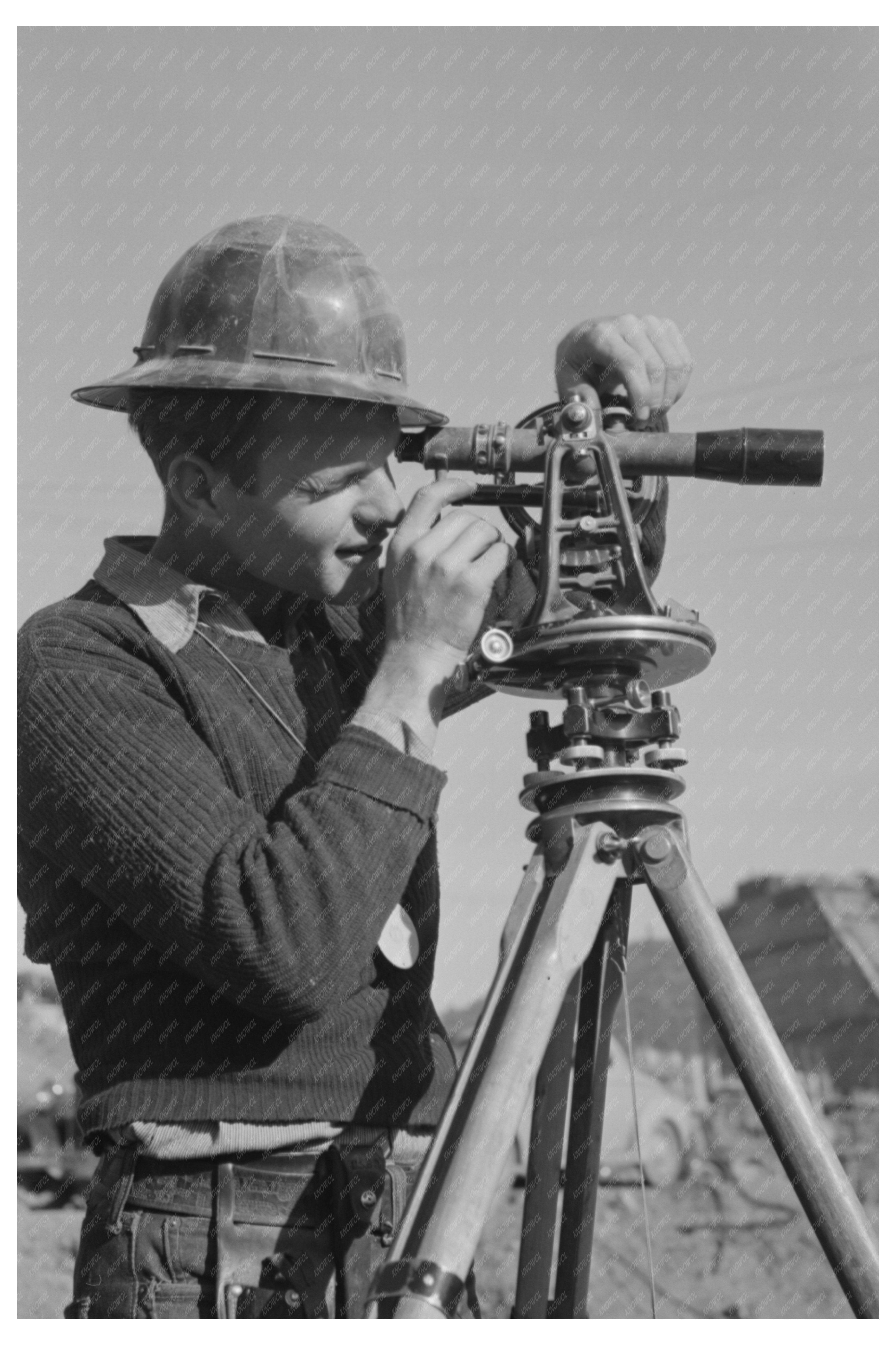 Shasta Dam Surveying Crew December 1941 Vintage Photo