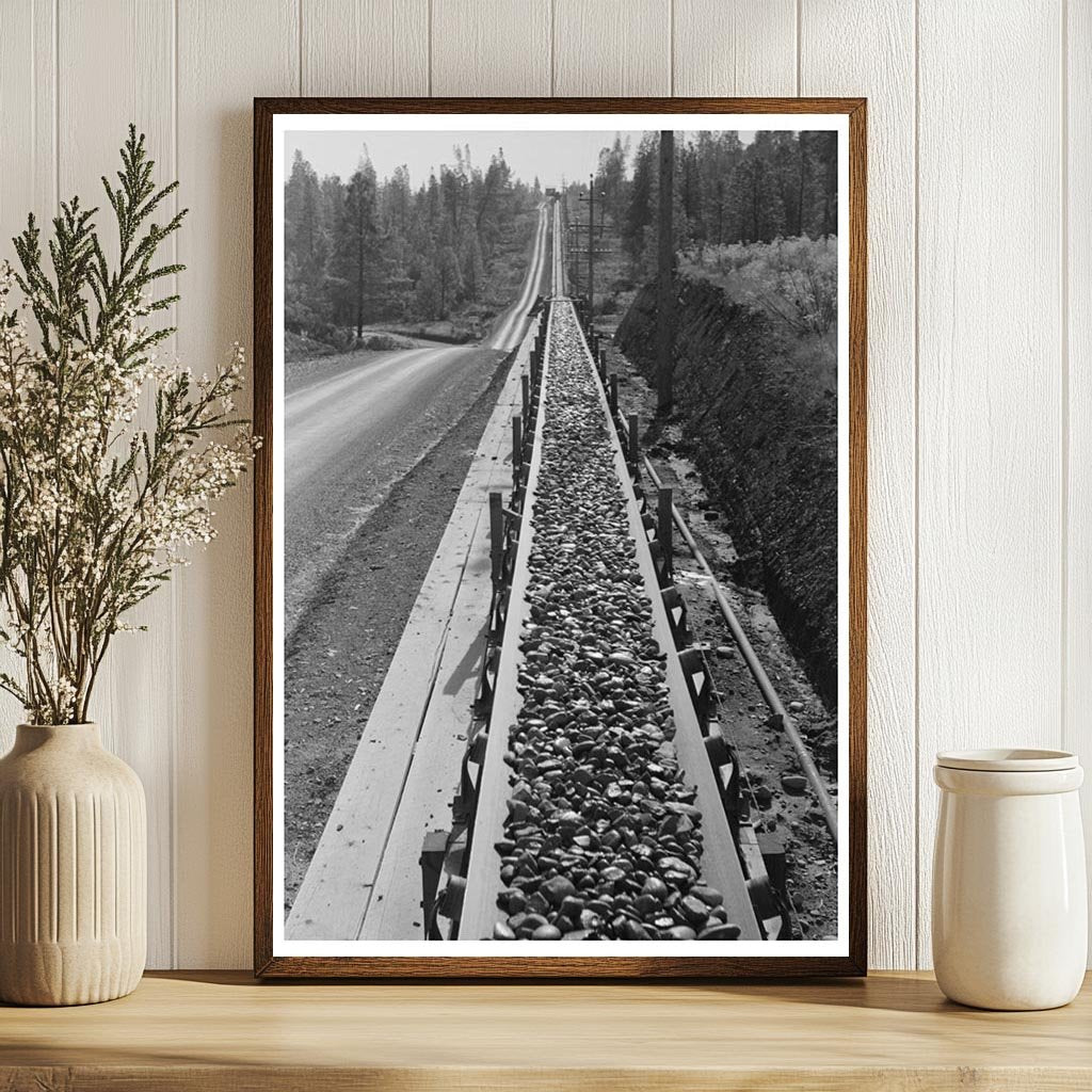 Conveyor Belt Transporting Gravel at Shasta Dam 1941