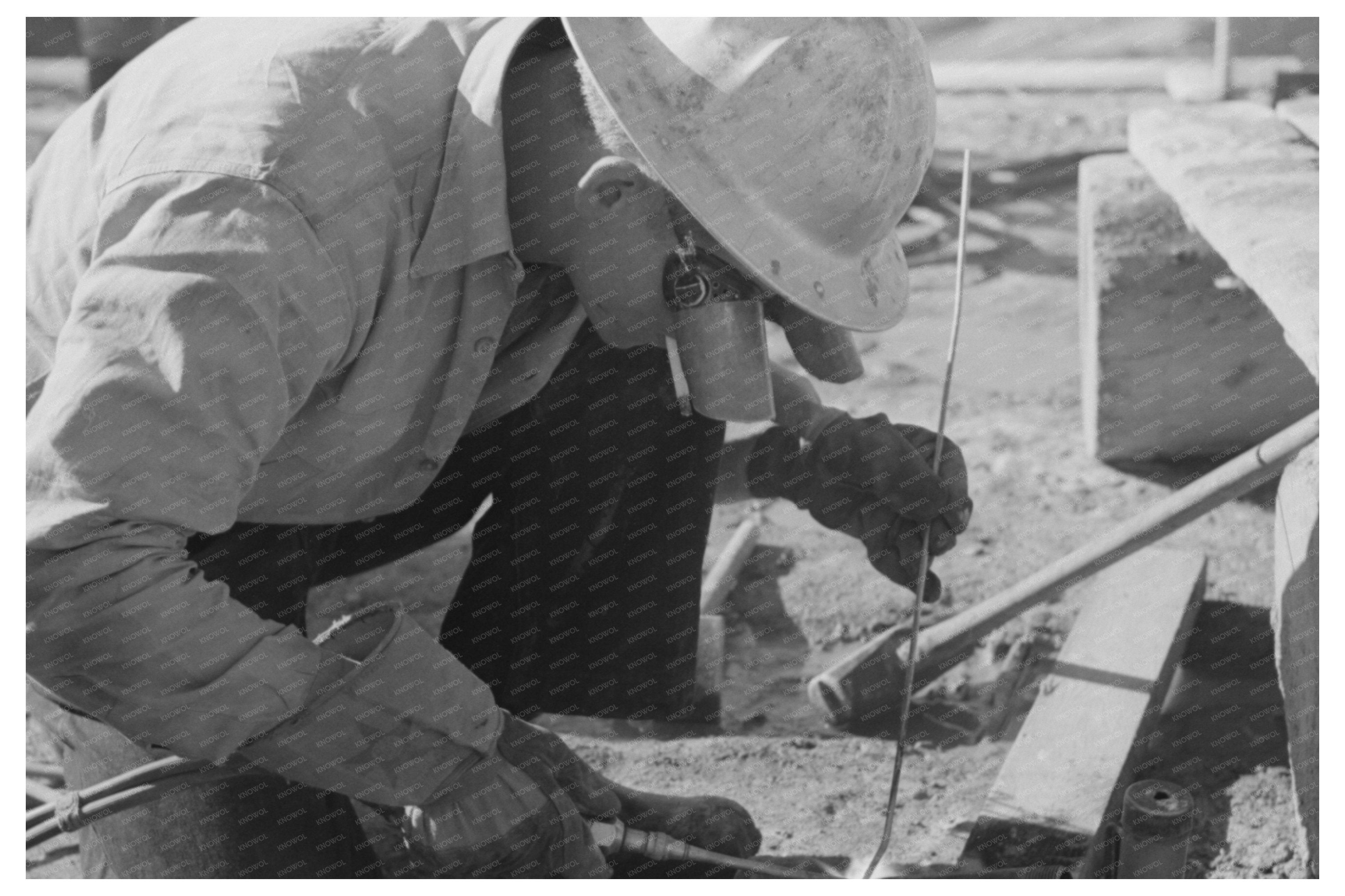 Welder at Shasta Dam December 1941 Vintage Photo