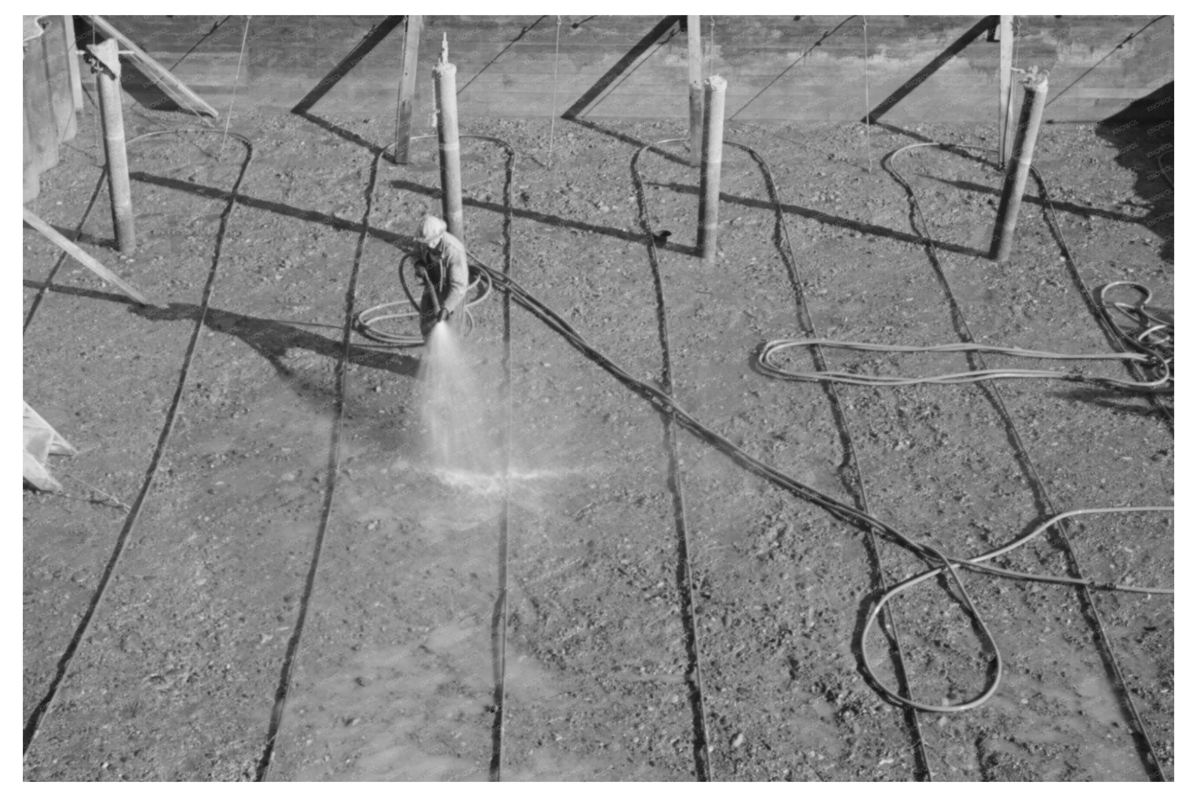 Wetting Down Concrete at Shasta Dam December 1941