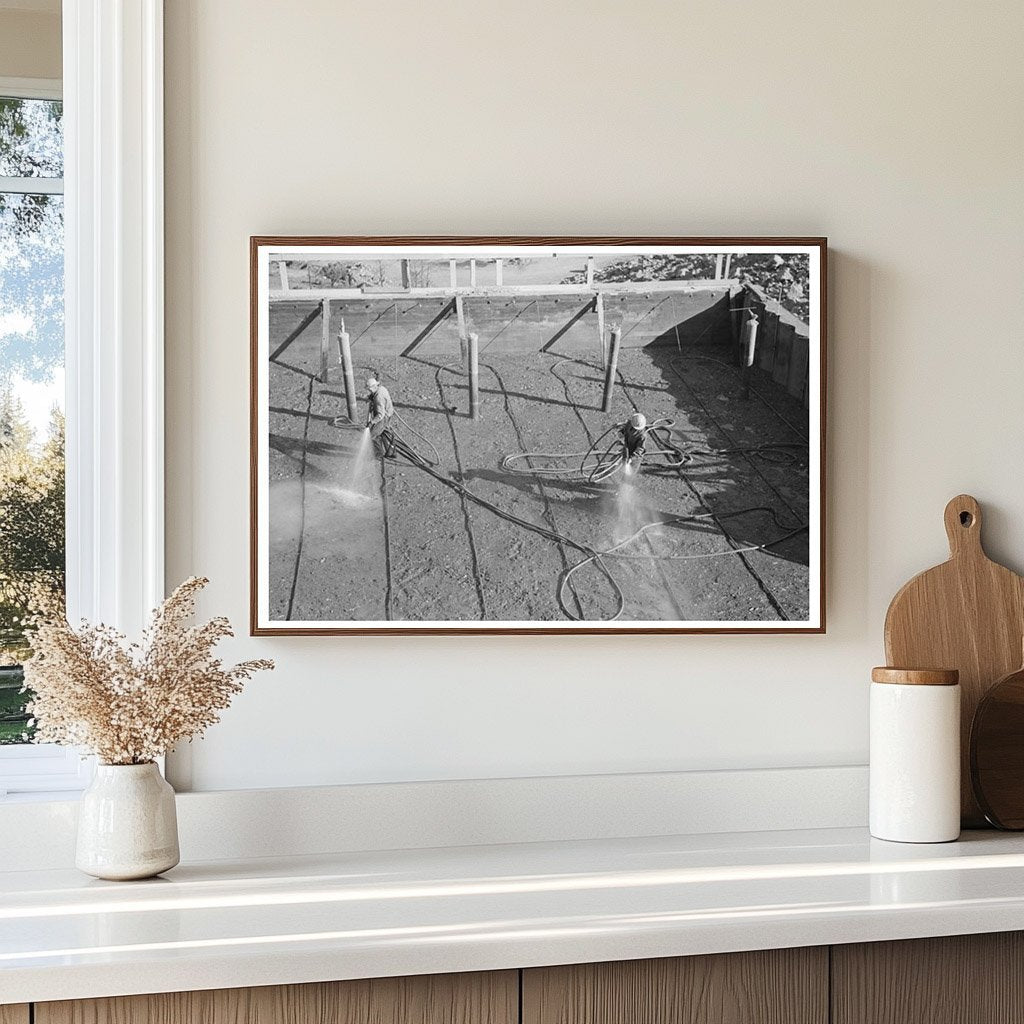 Wetting Fresh Concrete at Shasta Dam December 1941