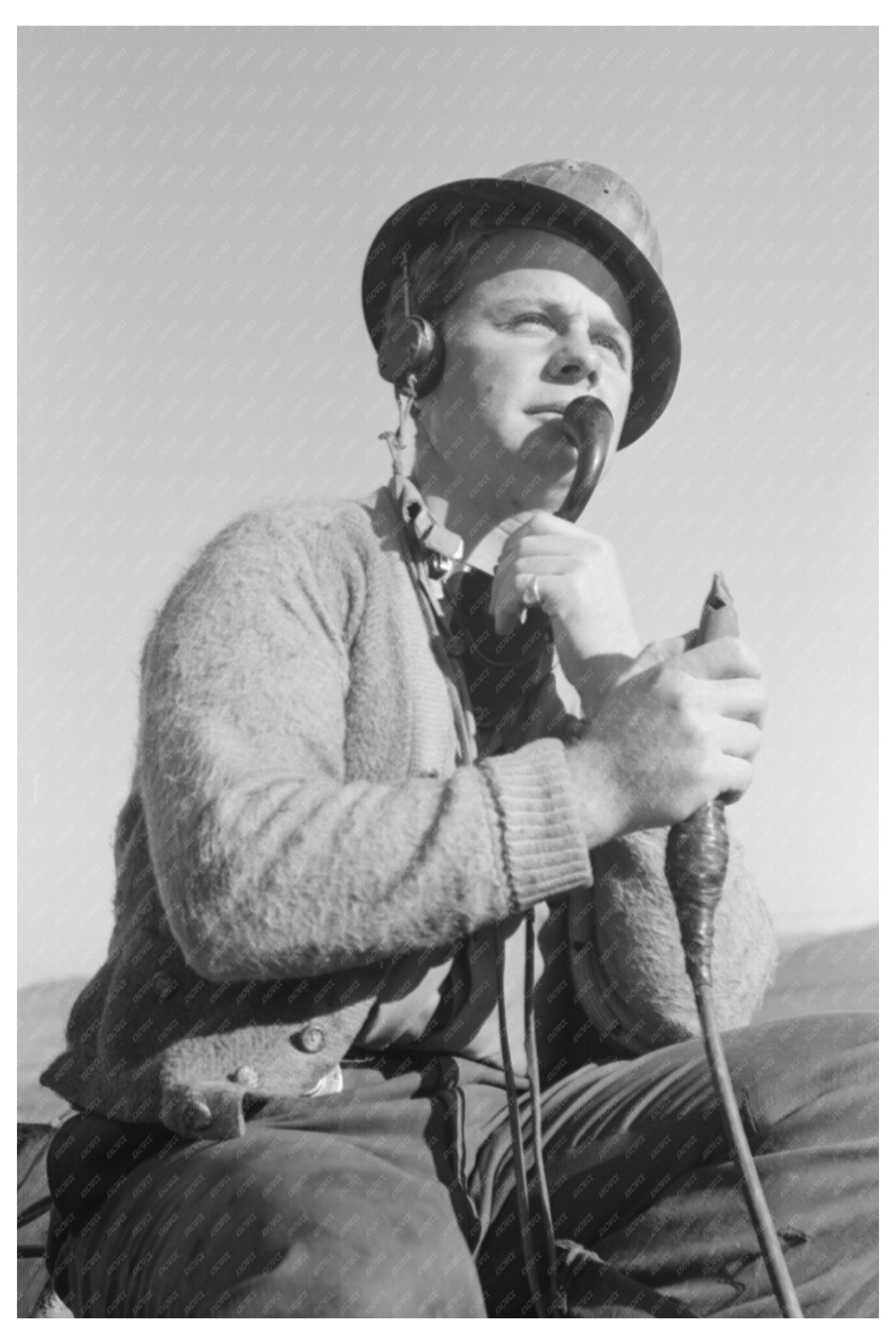 Signal Man Communicating at Shasta Dam December 1941