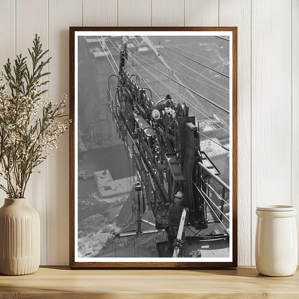 Shasta Dam Main Tower with Tram and Supply Buckets 1941