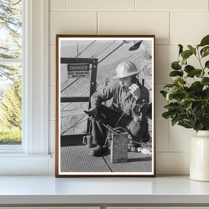 Workman at Shasta Dam December 1941 Vintage Photo