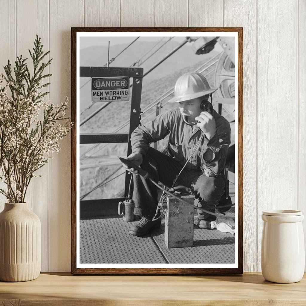 Workman at Shasta Dam December 1941 Vintage Photo