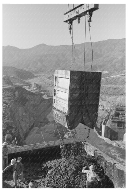 Shasta Dam Workers Pouring Concrete December 1941