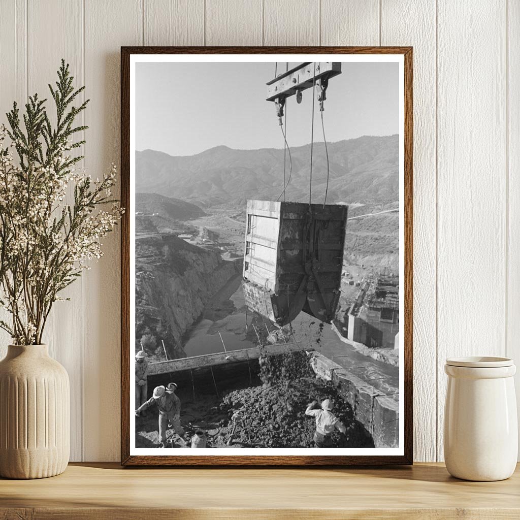 Shasta Dam Workers Pouring Concrete December 1941