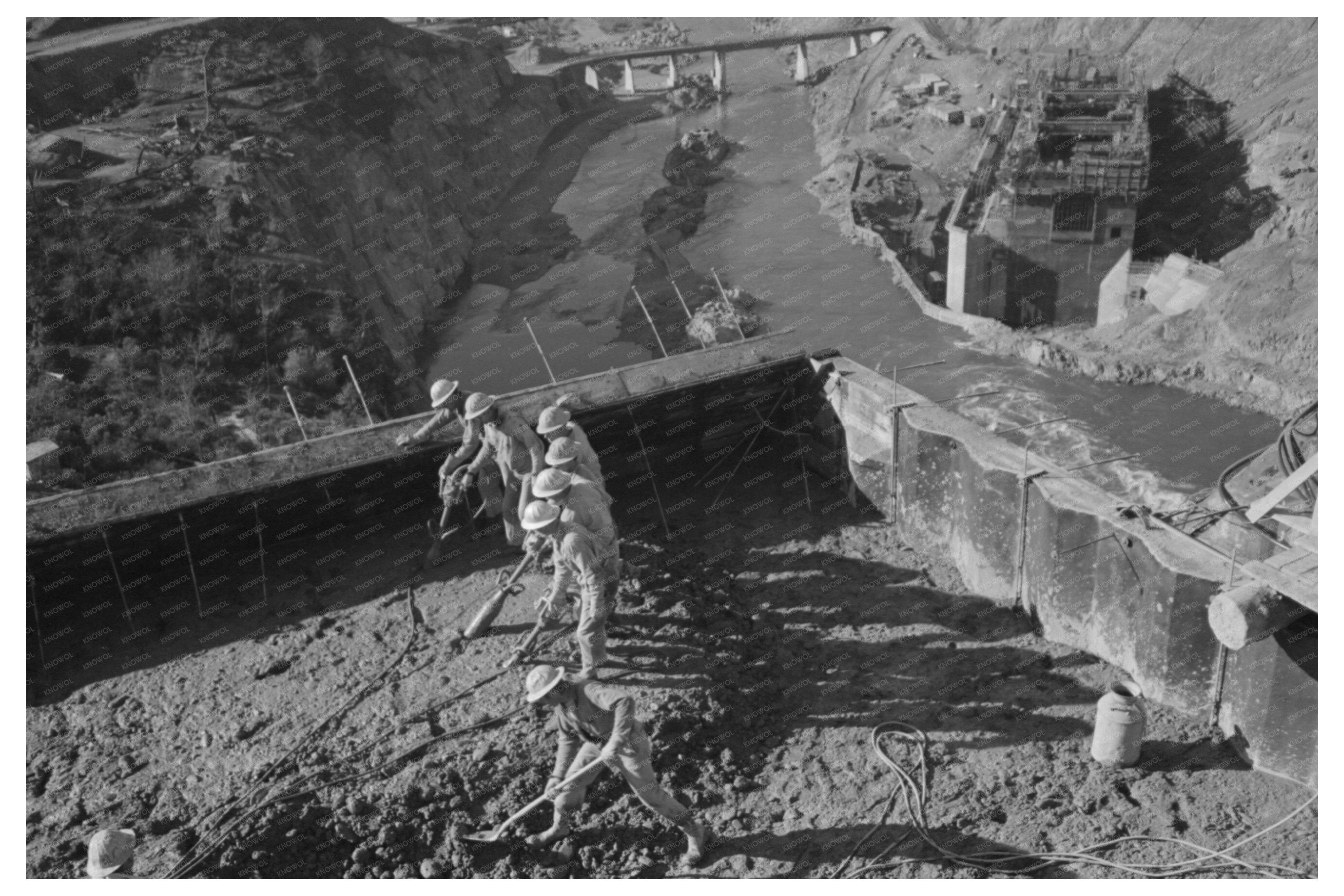 Workmen Pouring Concrete at Shasta Dam December 1941