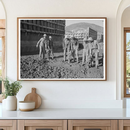 Workmen Spreading Concrete at Shasta Dam December 1941