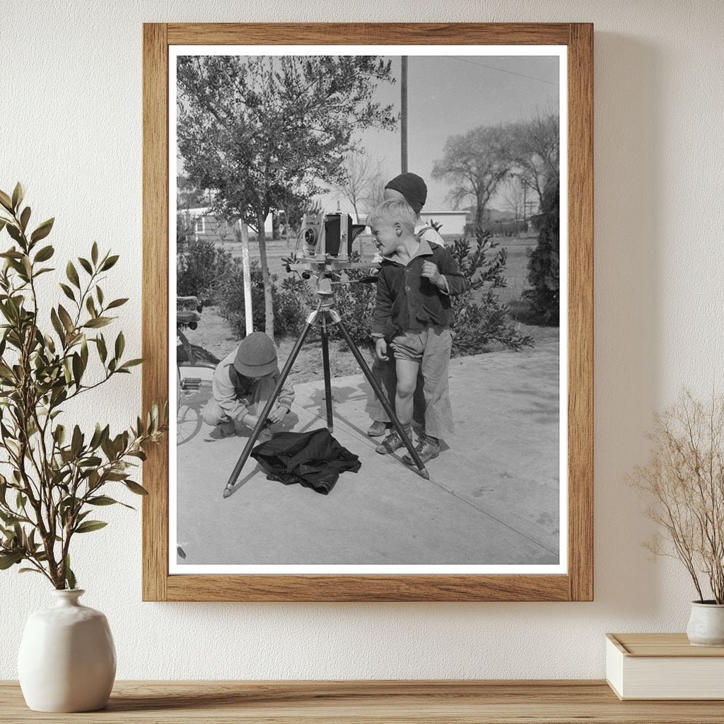 Children Inspecting Camera at Camelback Farms 1942