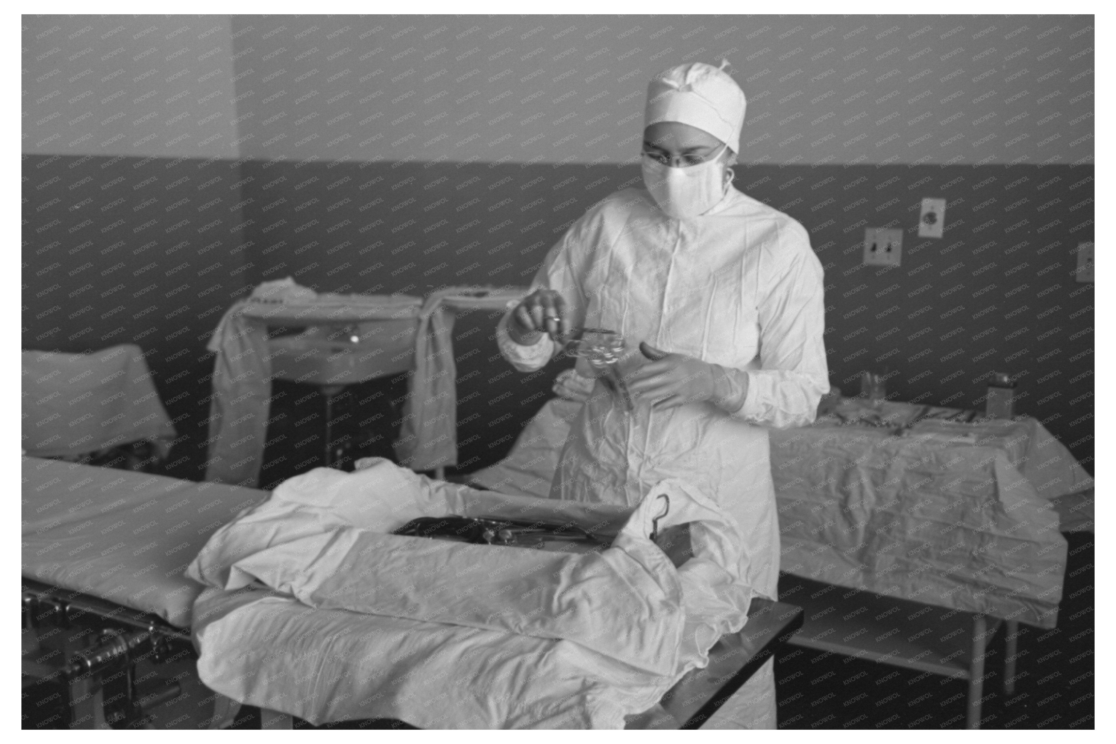 Nurse Prepares Surgical Instruments February 1942