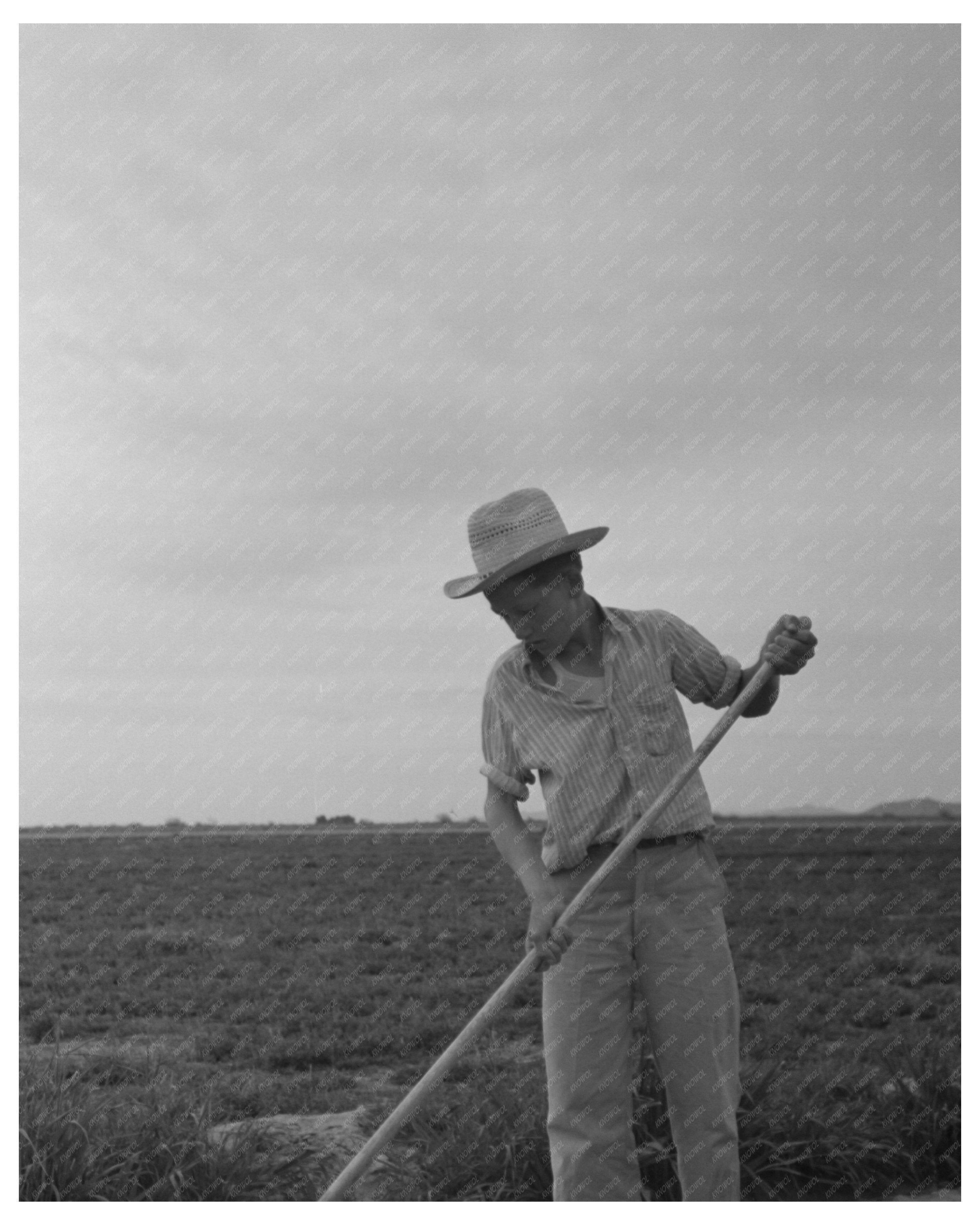 Boy in Gardening Vocational Class Arizona 1942