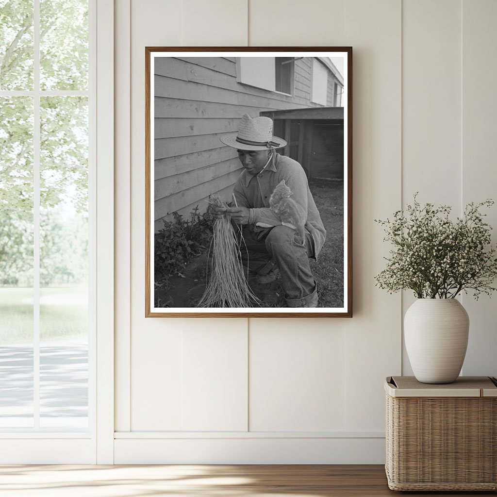 Vintage 1942 Agricultural Worker Bunching Carrots Arizona