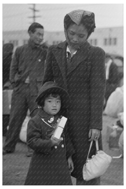 Japanese-Americans Waiting at Santa Fe Station April 1942