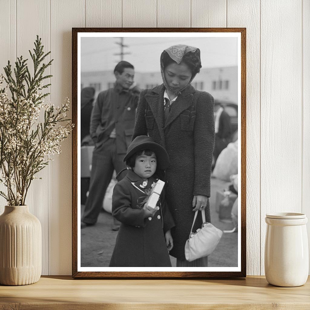 Japanese-Americans Waiting at Santa Fe Station April 1942