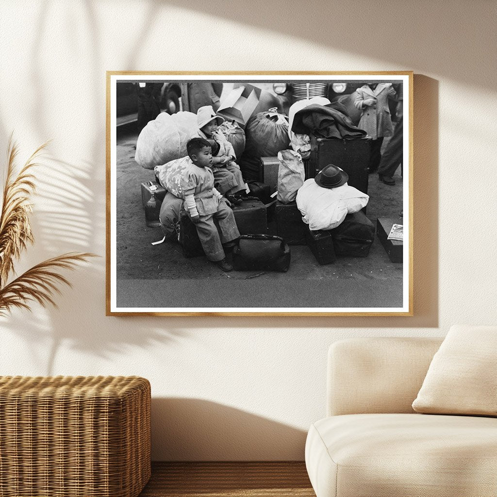 Japanese-Americans Await Train to Owens Valley April 1942