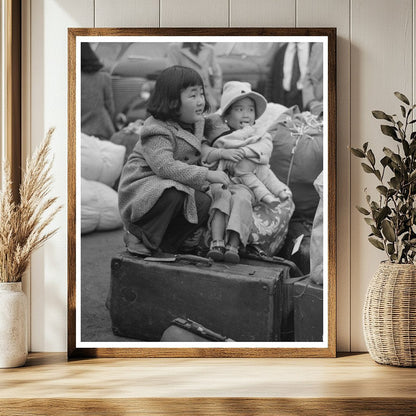 Japanese-American Children Waiting for Train in 1942
