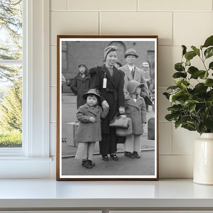 Japanese-American Family Waiting for Train April 1942