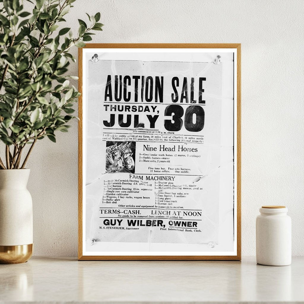 Charlson South Dakota Auction Sale Poster July 1937