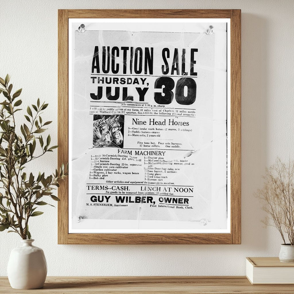 Charlson South Dakota Auction Sale Poster July 1937