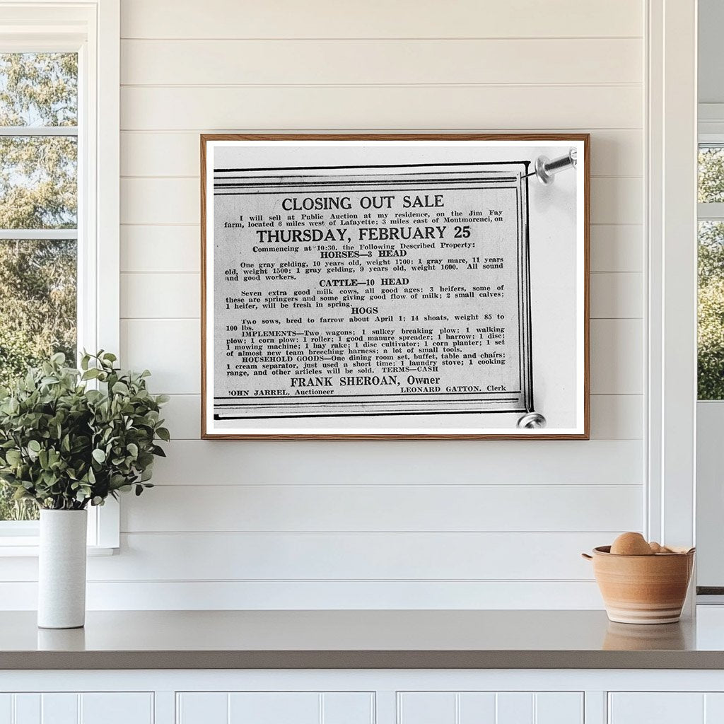 Montmorenci Indiana Property Sale Notice 1937