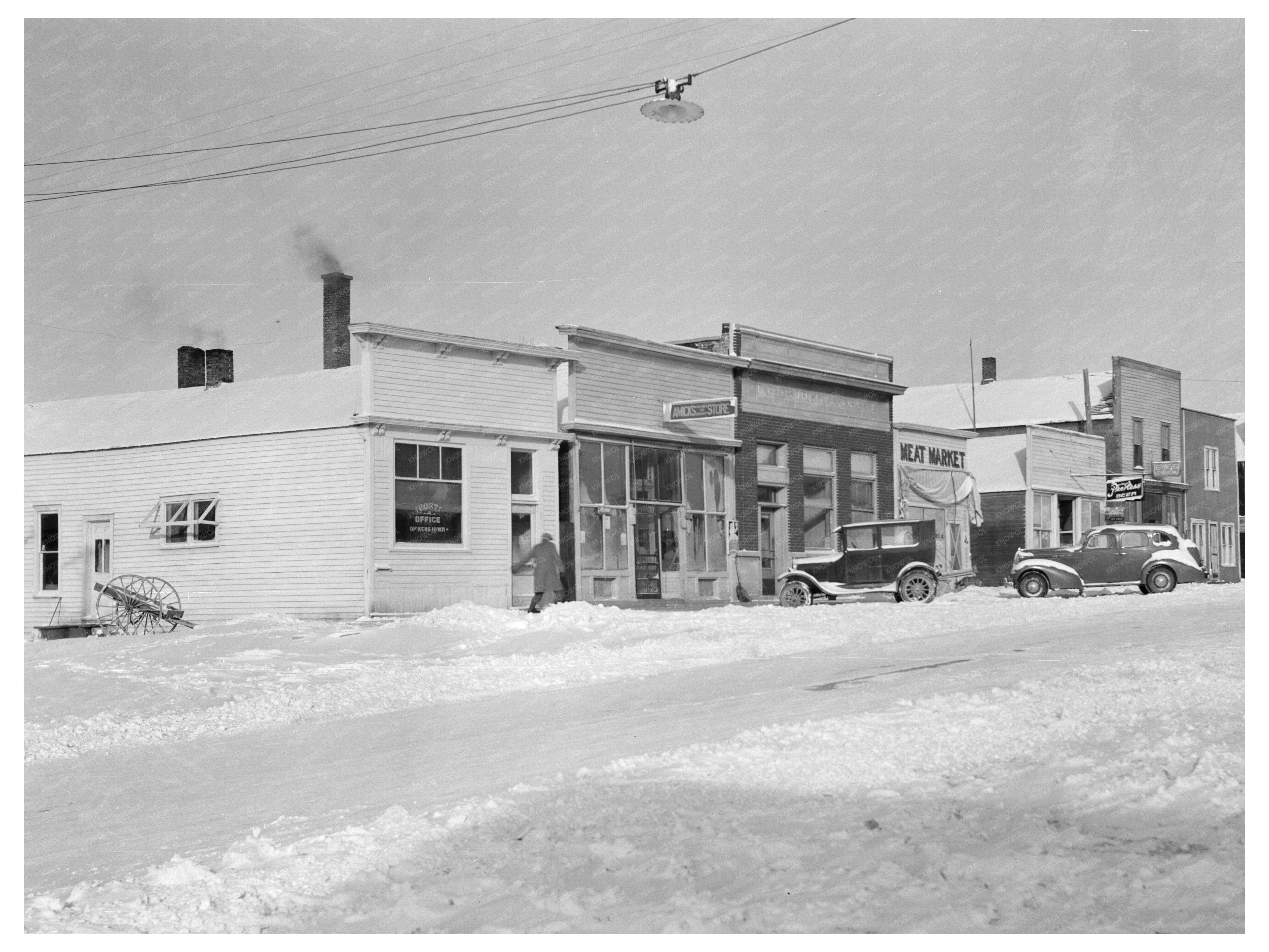 Main Street Dickens Iowa December 1936 Historical Photo