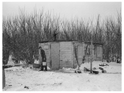 William Helmke in Front of One-Room Shack Iowa 1936