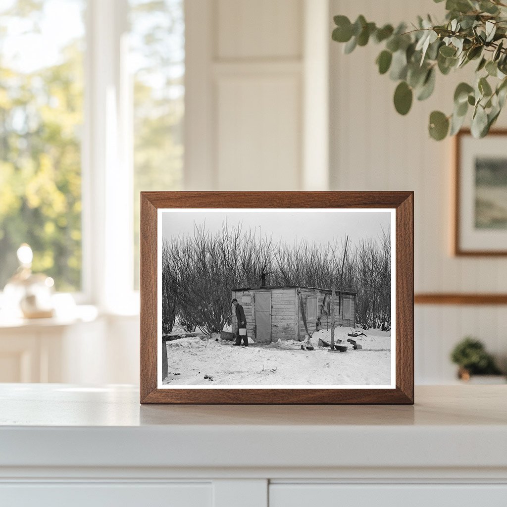 William Helmke in Front of One-Room Shack Iowa 1936