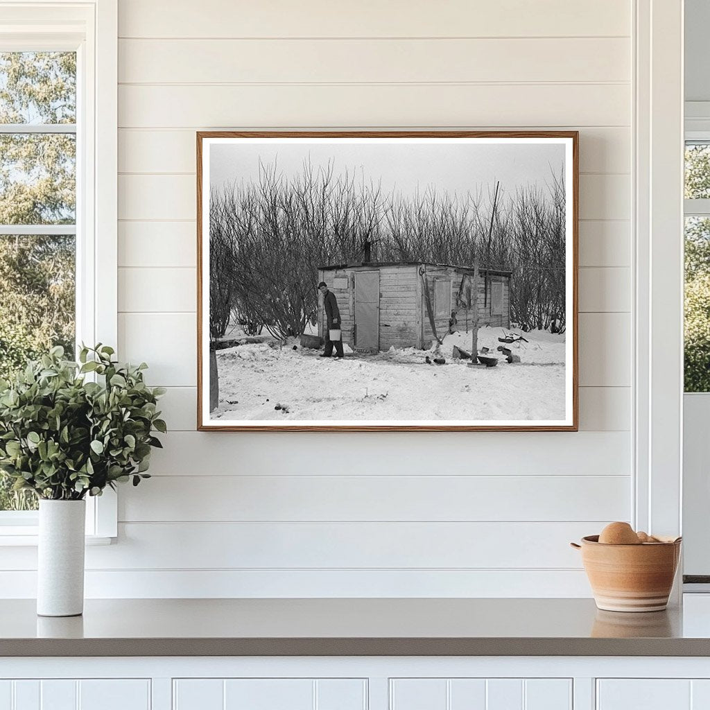 William Helmke in Front of One-Room Shack Iowa 1936