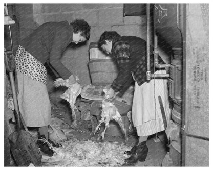 Wives Preparing Chickens at Harry Madsen Farm 1936