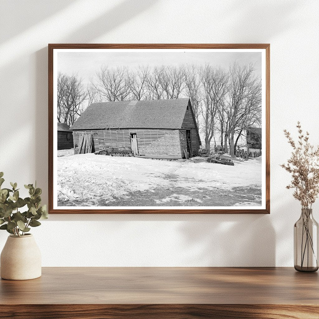 Corn Crib on Edgar Allens Farm Milford Iowa 1936