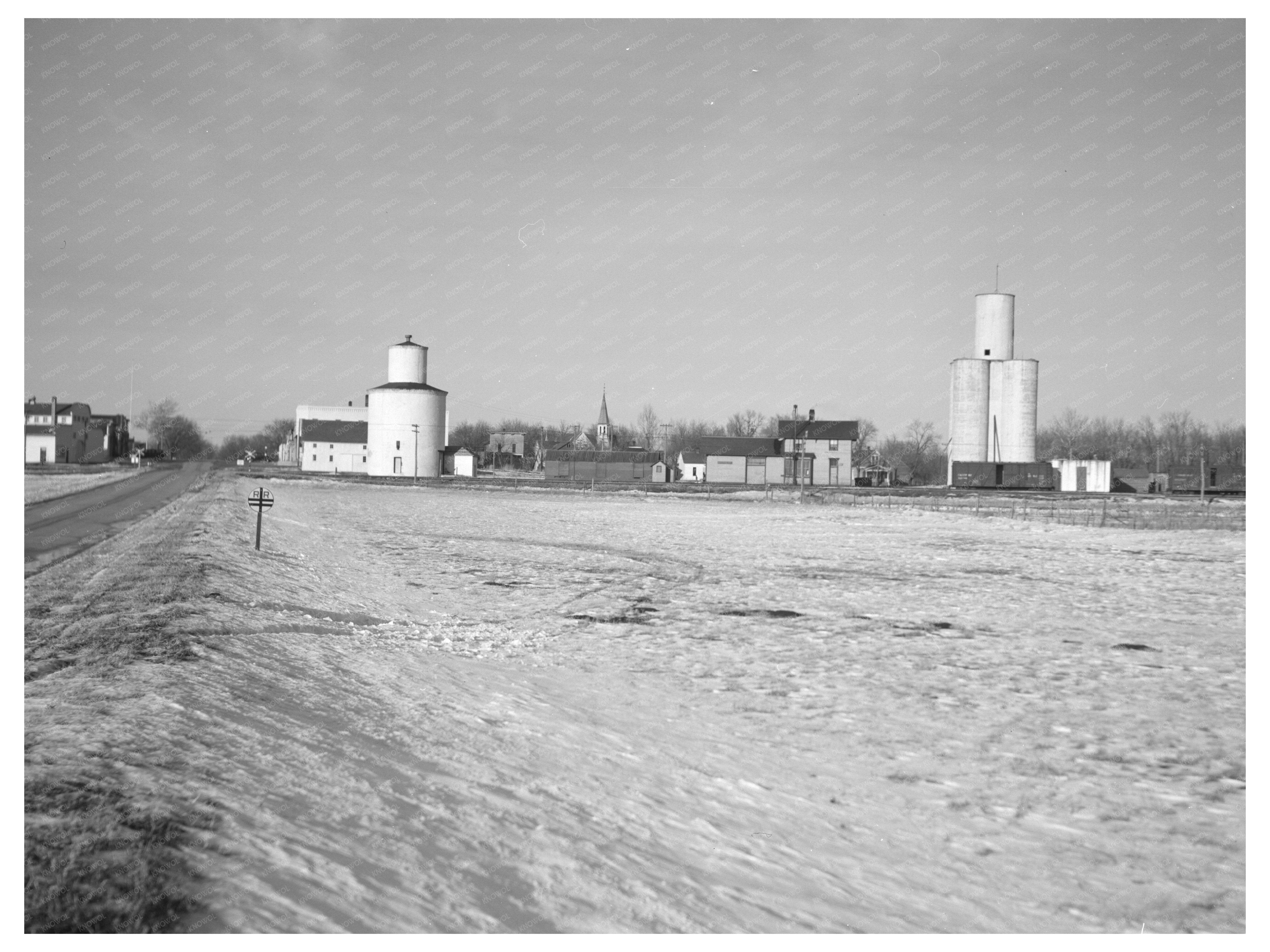 Dickens Iowa Grain Elevators and Railroad Station 1936